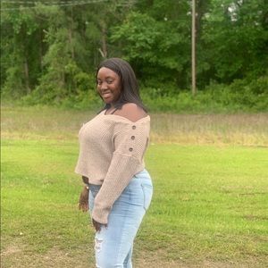 Fashion Nova crop off shoulder sweater